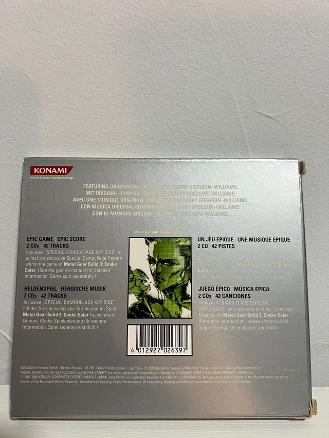 Metal Gear Solid 3 Original Soundtrack CD