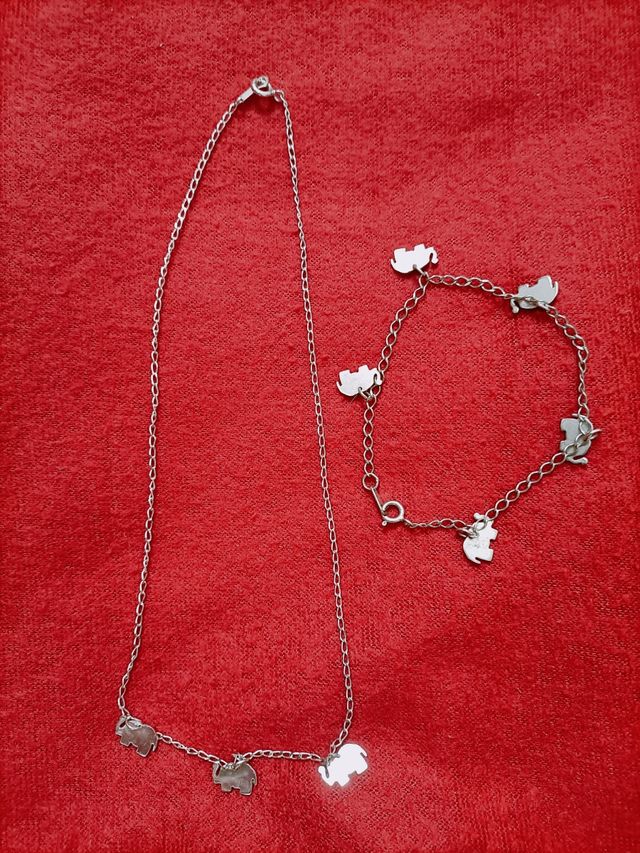 conjunto colgante y pulsera plata
