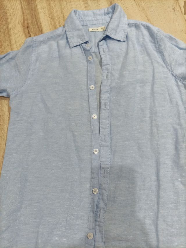 camisa de hilo celeste nueva talla 11-12