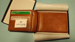 portafoglio pelle e tessuto decorato