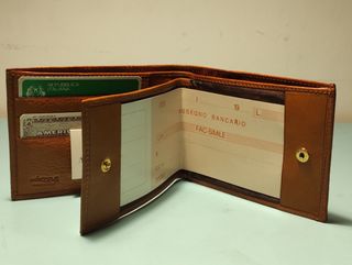 portafoglio pelle e tessuto decorato