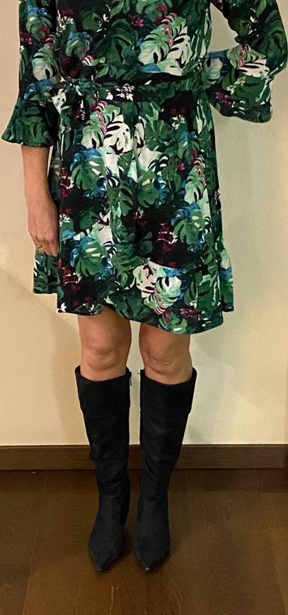 Botas altas ante negro con cremallera