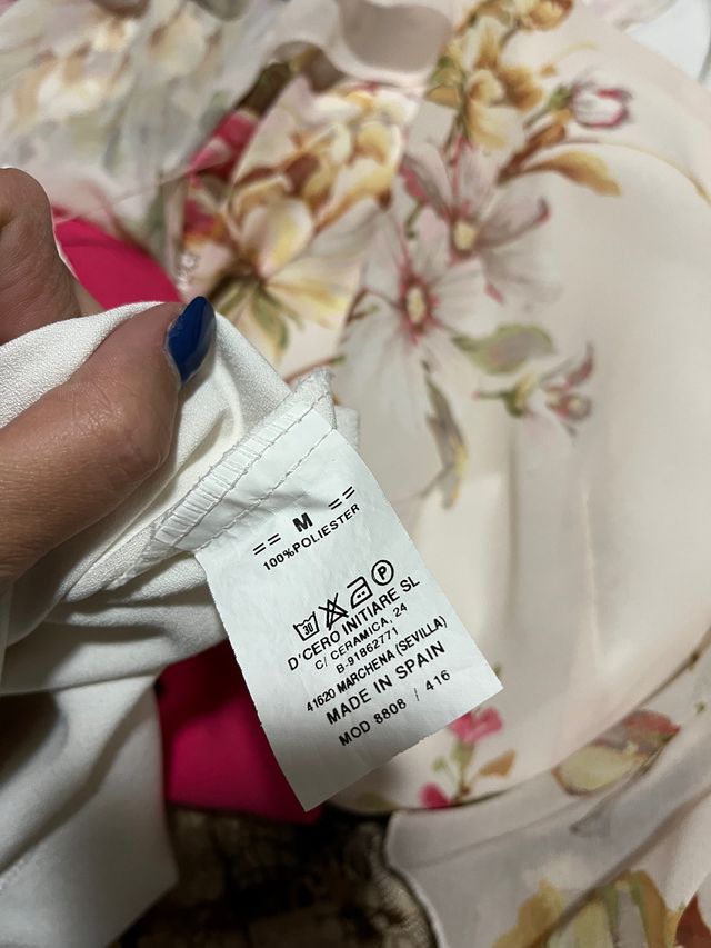 Vestido beige y rosa