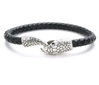Pulsera de cuero con cierre de metal de serpiente