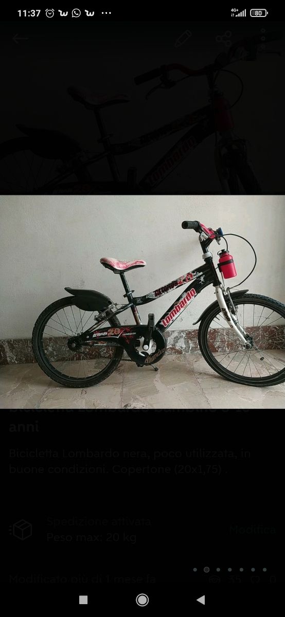 bicicletta Lombardo bambino 8-10 anni