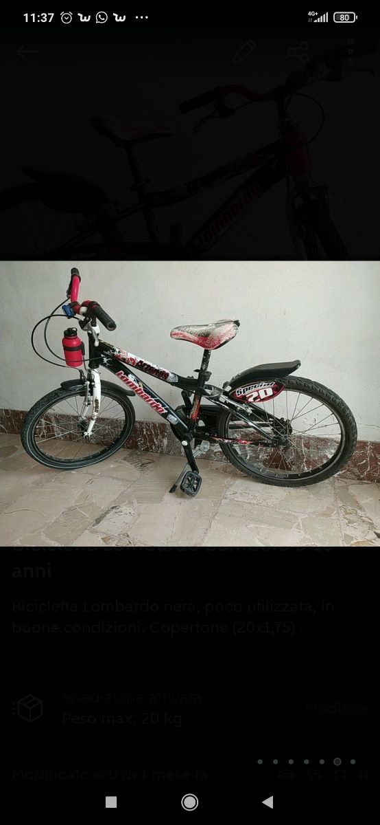 bicicletta Lombardo bambino 8-10 anni
