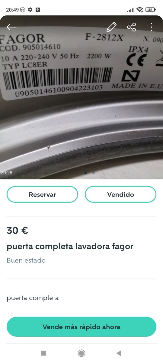 zócalo lavadora fagor