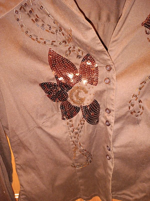 Camisa mujer marrón lentejuelas