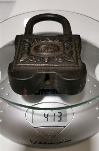 Gran Candado Antiguo Hierro s.XIX 400g 12cm
