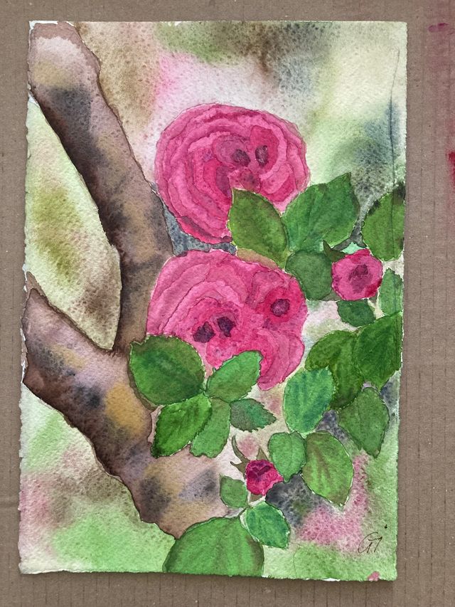 Acquerello rose unico e originale dipinto a mano