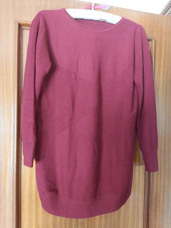 Camisola comprida, mangas compridas, com lã, L