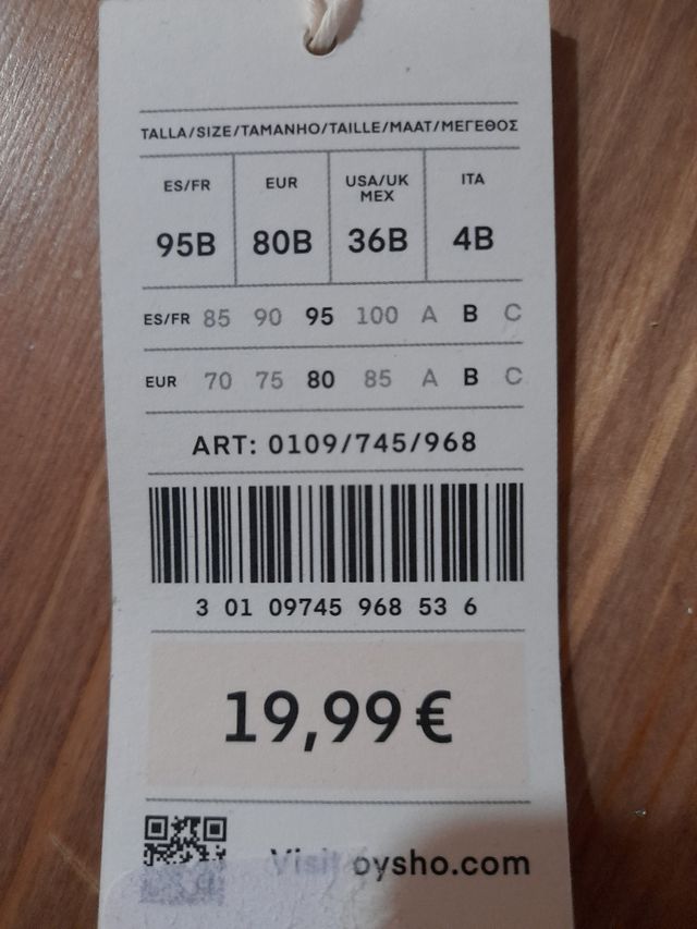 SUJETADOR T/ 95 B. (OYSHO).