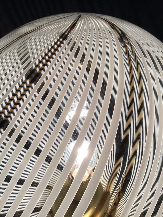 Lampada da tavolo vetro Murano Swirl anni 70 rara