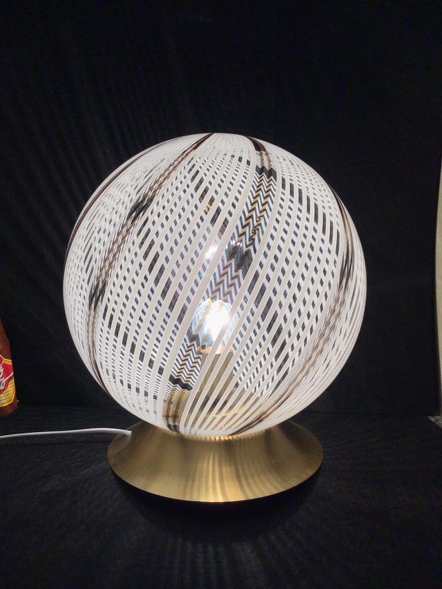 Lampada da tavolo vetro Murano Swirl anni 70 rara