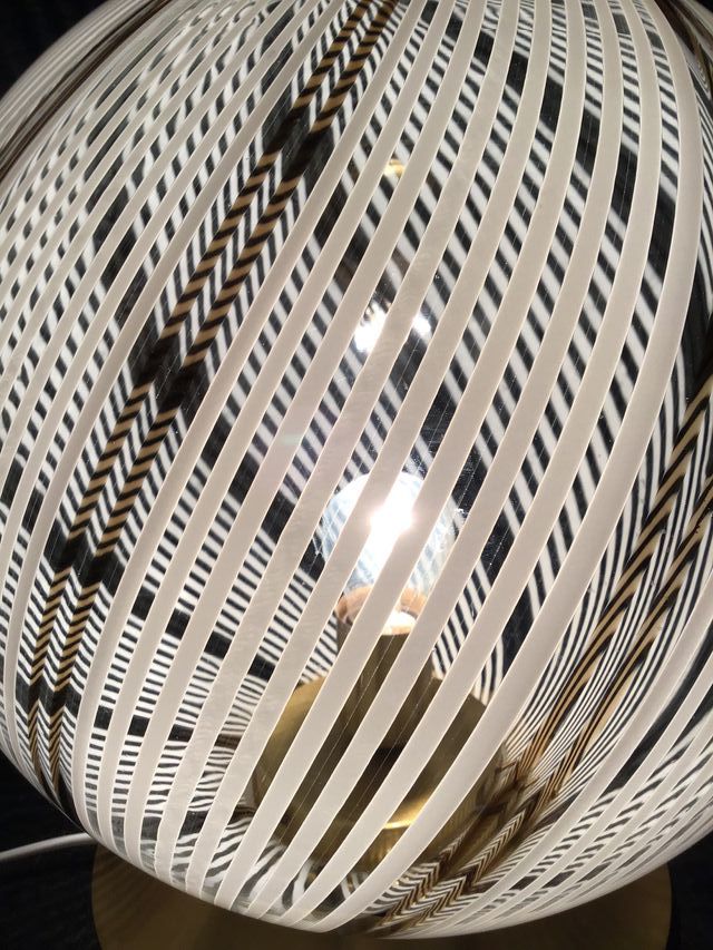 Lampada da tavolo vetro Murano Swirl anni 70 rara