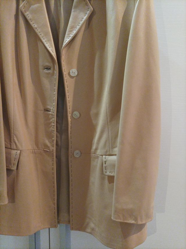 Giacca beige vera pelle taglia 48