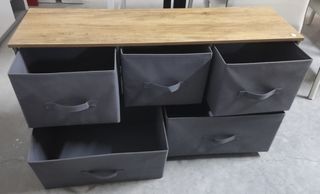 Cajonera metal, madera y tela