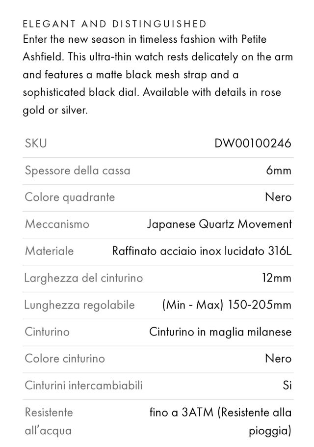 Orologio Daniel Wellington nero nuovo 28 mm