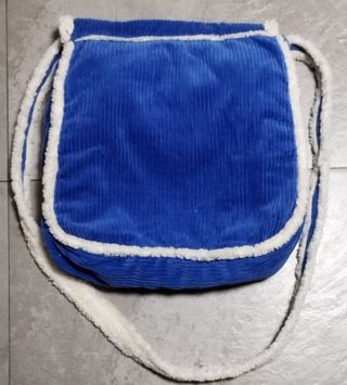 Bolso borriguito pana color azul electrico