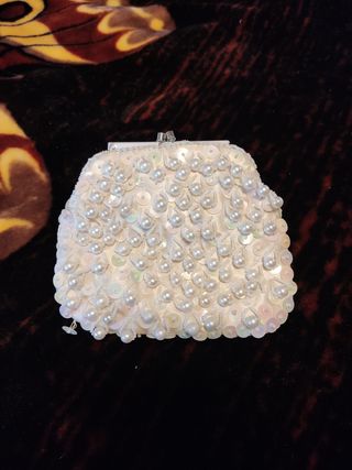 bolso de fiesta de perlas blanco 