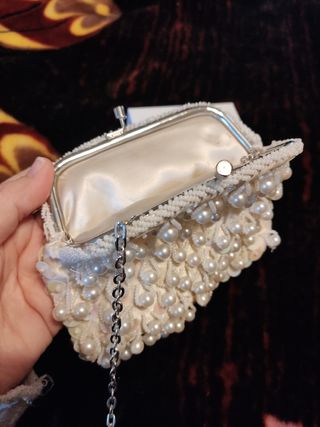 bolso de fiesta de perlas blanco 