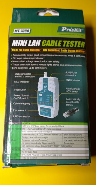 Tester de redes RJ11 R12 RJ45 Y BNC, MT-7058