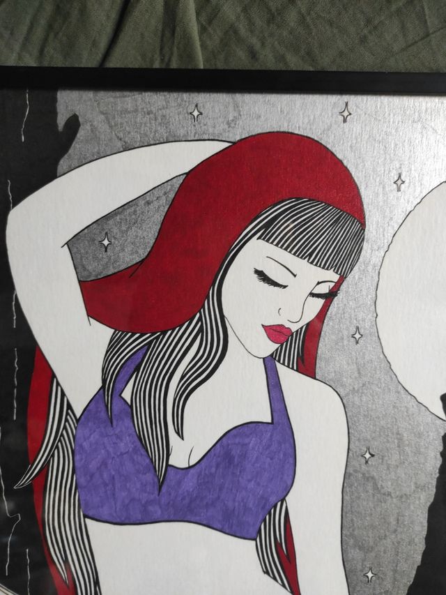 dibujo hecho a mano enmarcado Caperucita