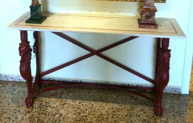 CONSOLA DE FORJA Y MÁRMOL SYRNA ESPAÑA MESA CÓMODA