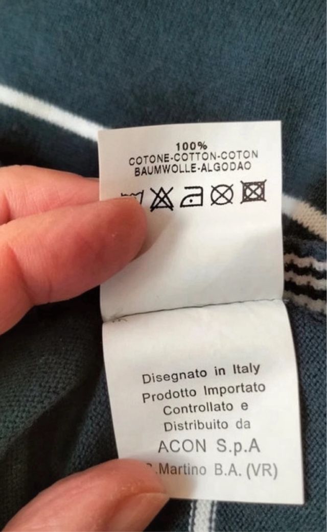 Maglia uomo cotone 100% blu a righe scollo V