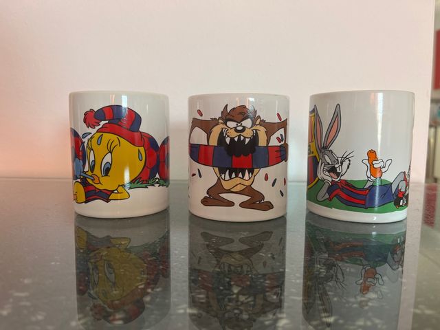3 tazas del Barcelona coleccionismo vintage warner