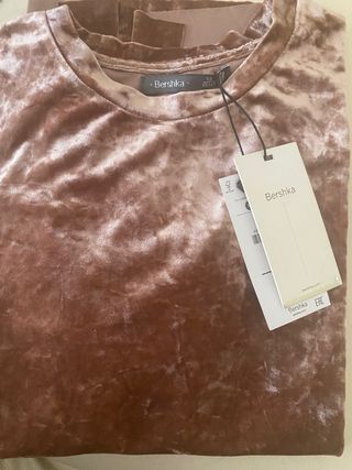 Camiseta terciopelo rosa viejo talla Xs