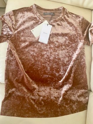 Camiseta terciopelo rosa viejo talla Xs