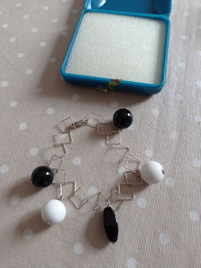 preciosa pulsera de plata 927 y onix