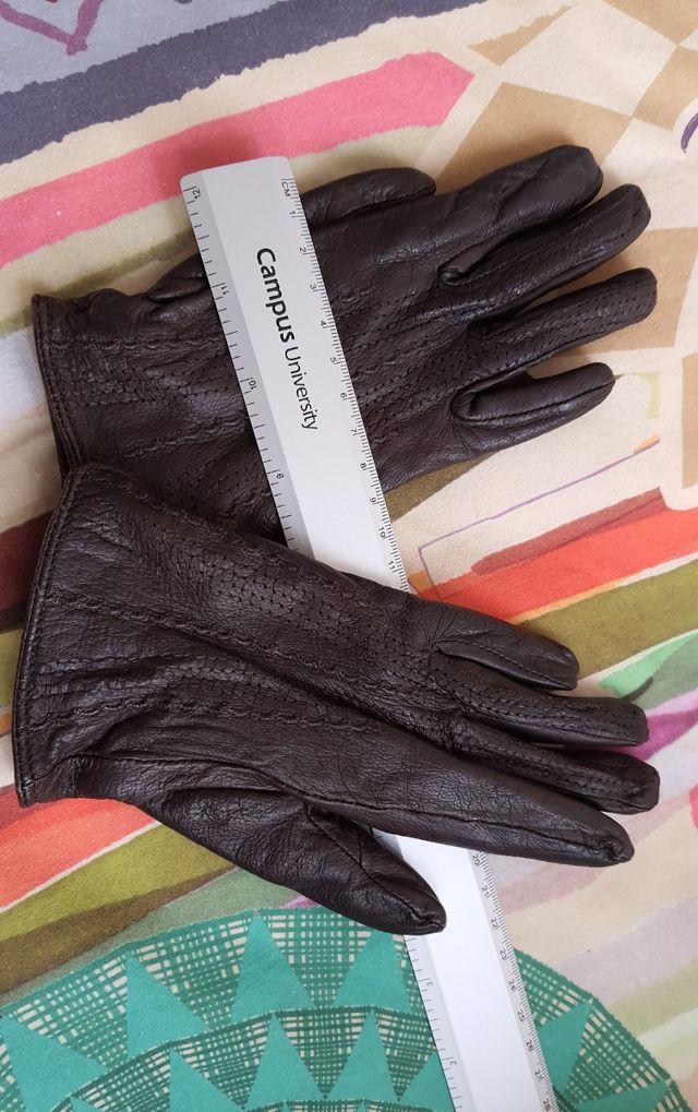 Guantes polipiel marrón