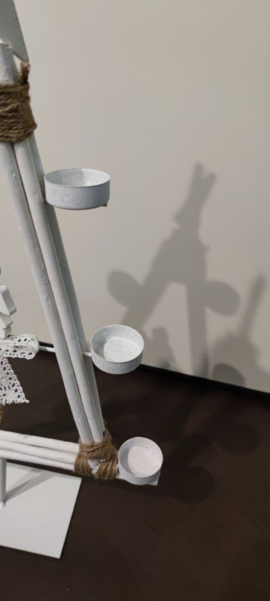 albero porta tea light bianco shabby chic