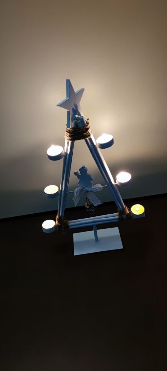 albero porta tea light bianco shabby chic