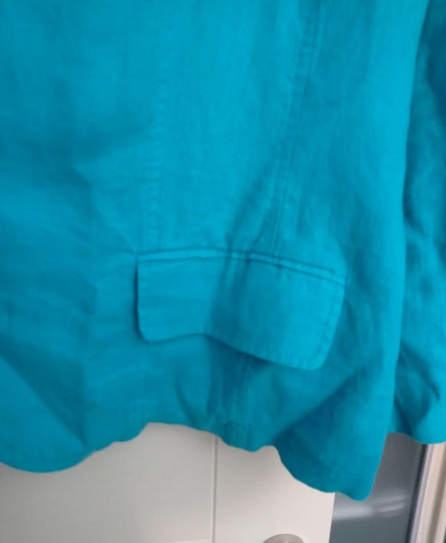 chaqueta blazers de lino azul turquesa