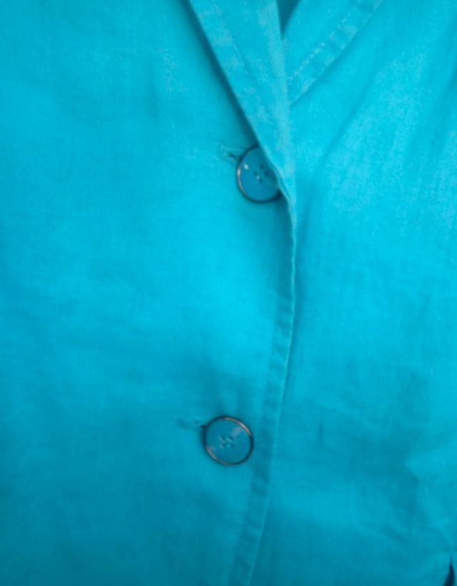 chaqueta blazers de lino azul turquesa