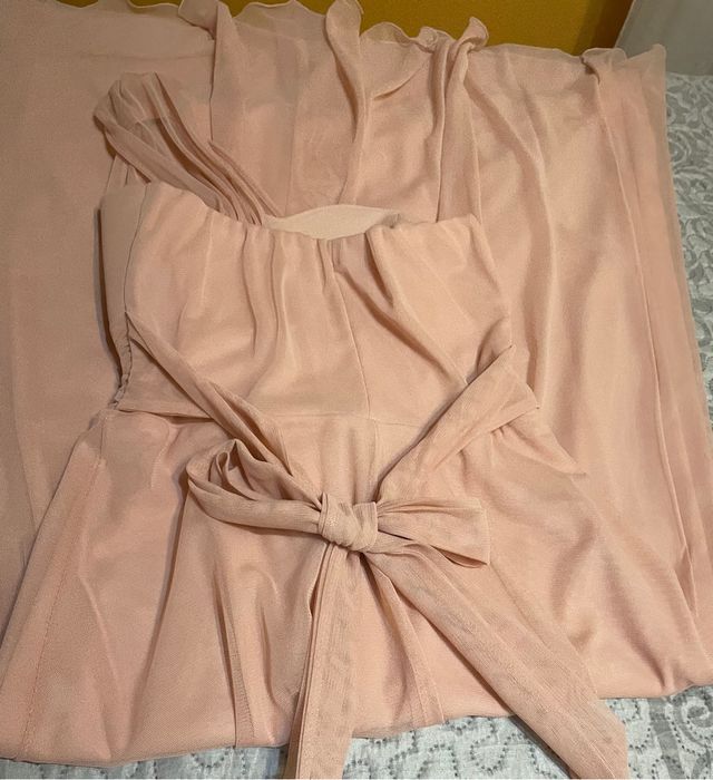 Vestido largo para evento rosa palo