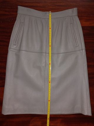 Falda piel auténtica gris