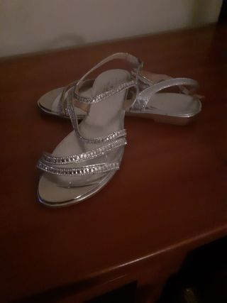 sandalias de fiesta plateadas