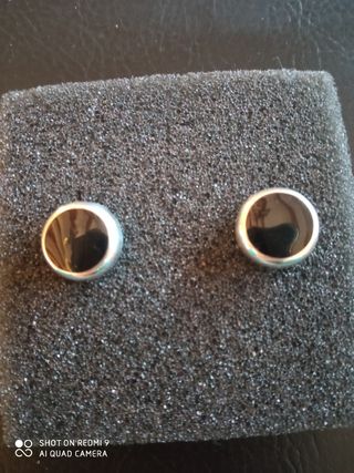 pendientes de plata con piedra negra