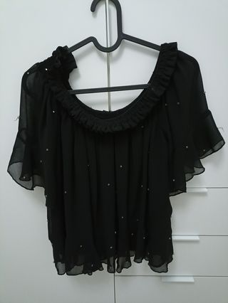 Blusa Zara lentejuelas hombros descubiertos