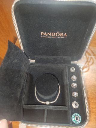 PANDORA PULSERA DE PLATA CHARMS Y JOYERO 