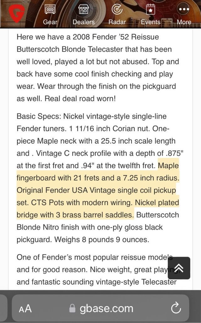 Fender Telecaster American Vintage 52