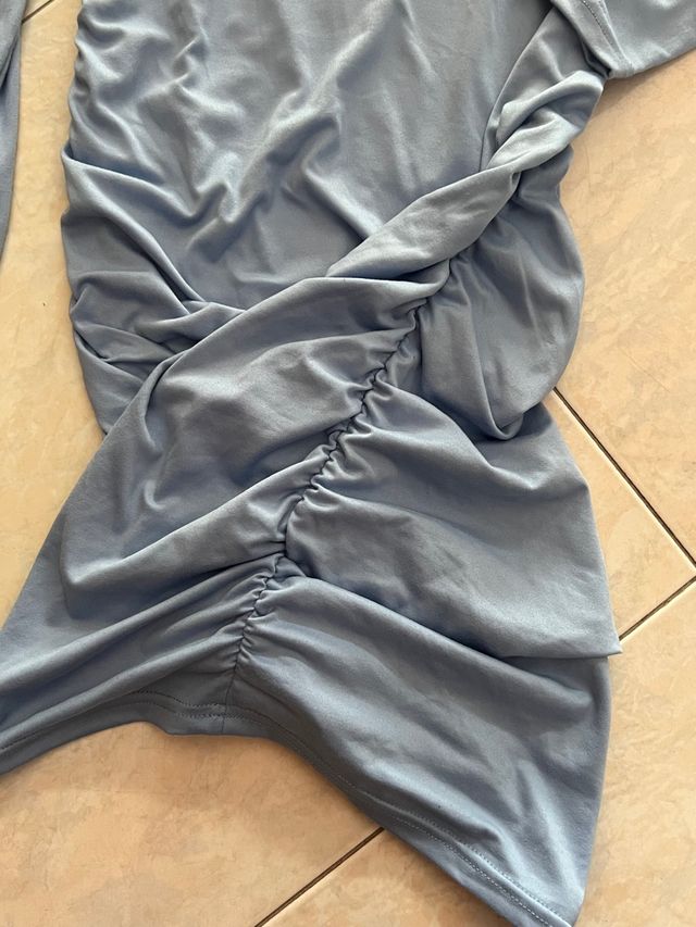 Abito drappeggiato azzurro vestito donna