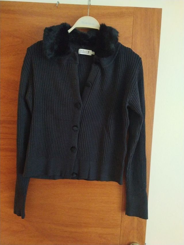 Jersey chaqueta, cuello pelo