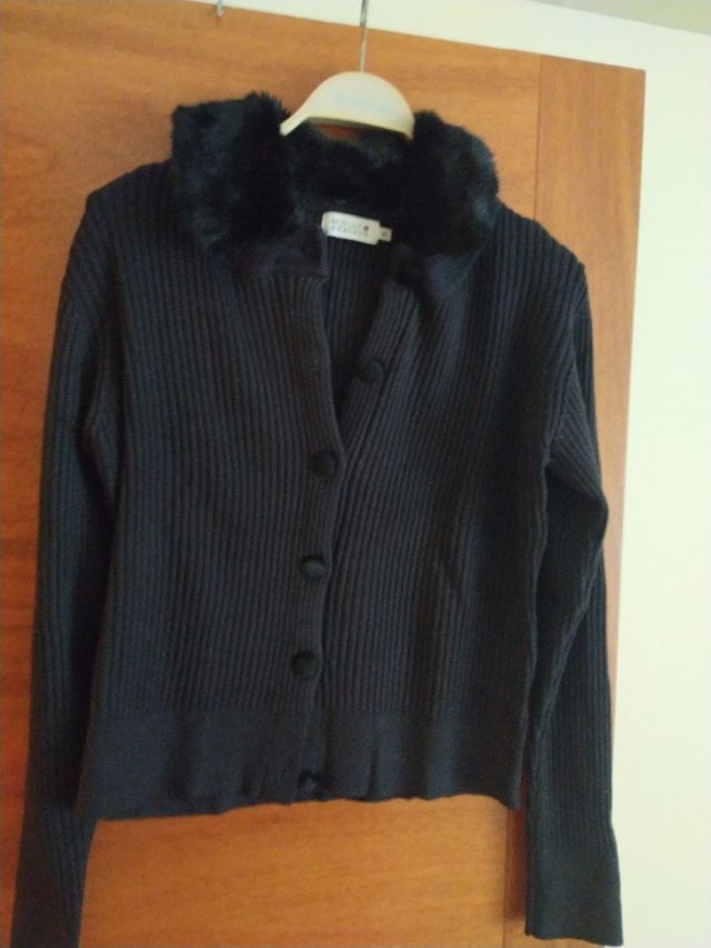 Jersey chaqueta, cuello pelo