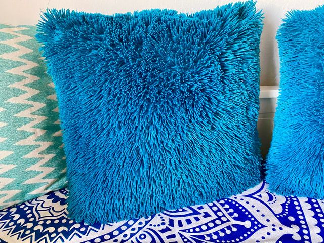 Fundas de cojín de pelo azul