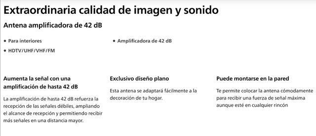 Antena TV interior con amplificador Phillips